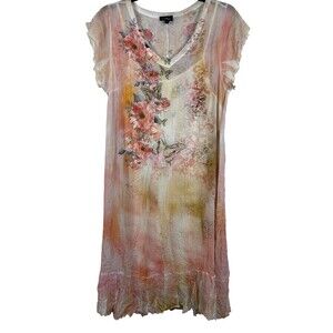 Fairycore Whimsical Butterfly Boho Floral Maxi Dress Crinkle Sheer Romantic XL